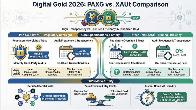 PAXG vs XAUT：2026 年代币化黄金完整对比指南