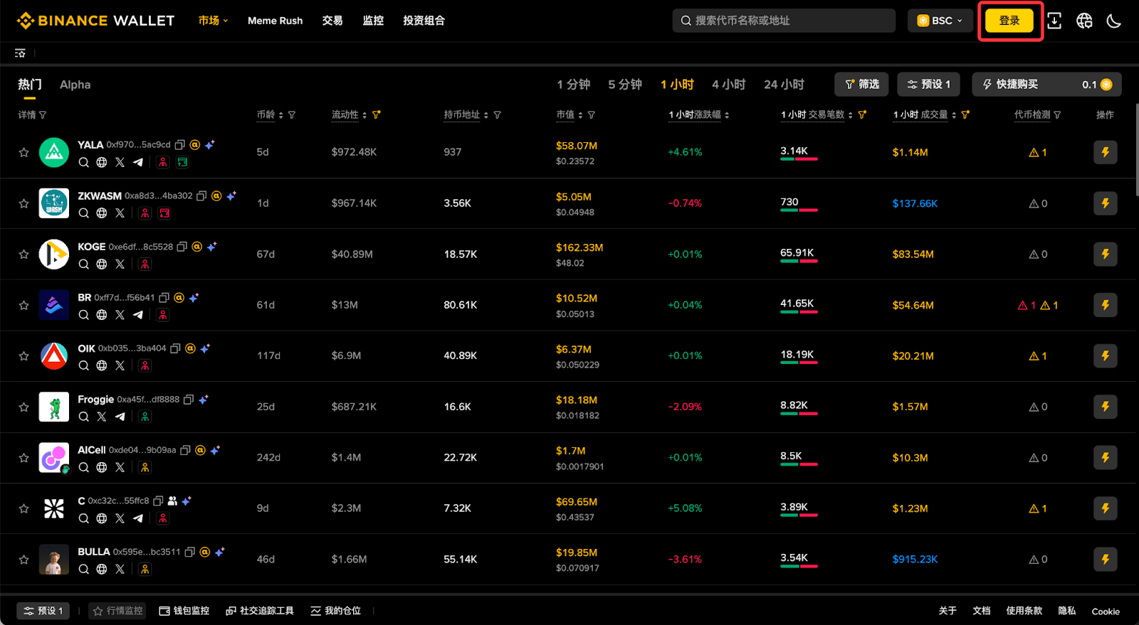 第一步:登录币安钱包(Web)